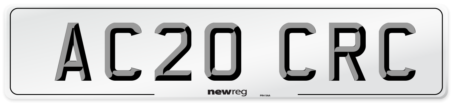 AC20 CRC Number Plate from New Reg